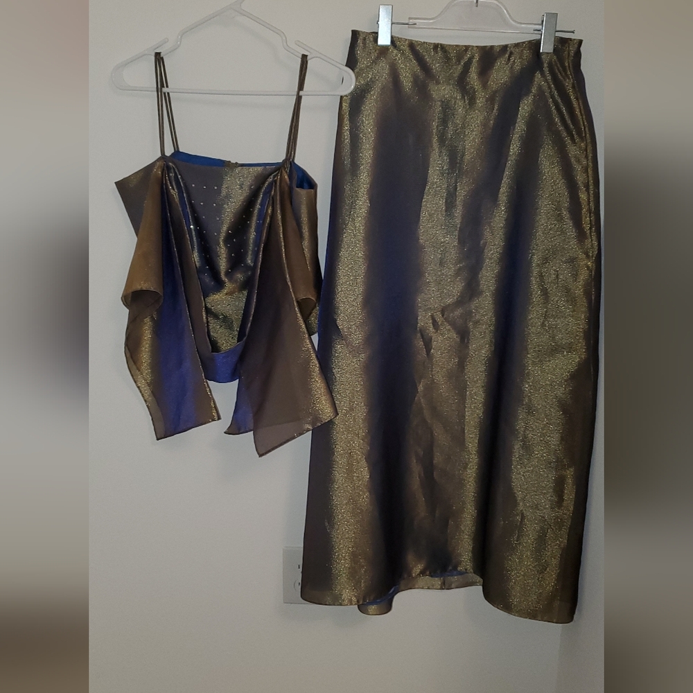 Vintage 90s Y2K 2 Piece Iridescent Prom Dress Size XL Fairycore Whimsy